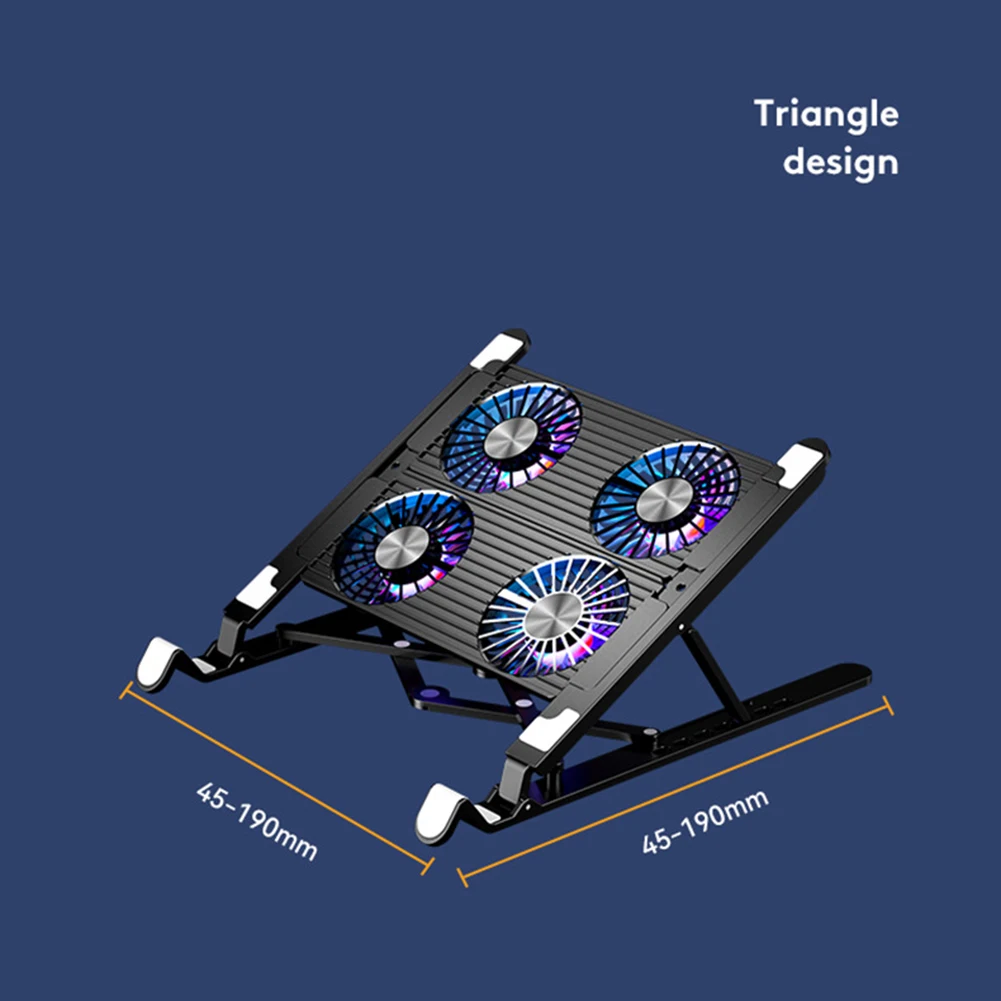 Ventilador de refrigeración para ordenador portátil, enfriador plegable con 2/4 ventiladores, silencioso, RGB, para Notebook de 11-17,3 pulgadas