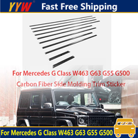 Carbon Fiber For 1998~2018 Mercedes G-Class W463 G500 G55 G63 G65 Body Moldings Black Side Molding Trim Kit Car Decoraton Strip