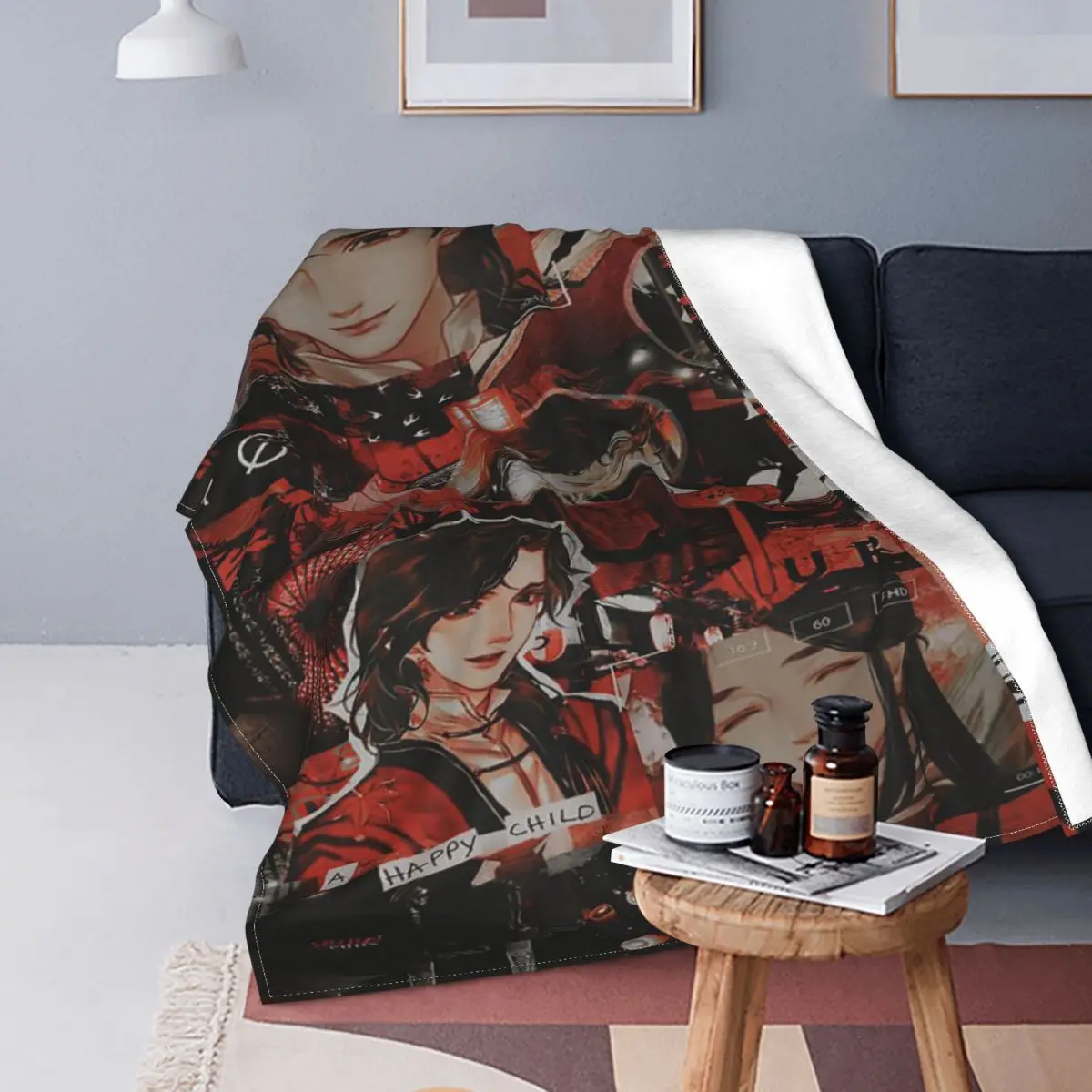 

Tian Guan Ci Fu Blanket Sofa Cover Flannel Cartoon Anime Plaid Breathable Throw Blanket for Bedding Car Bedding Throws