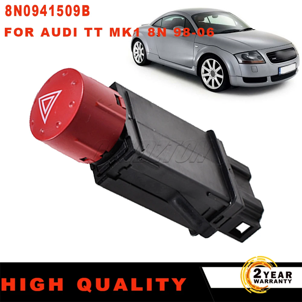 

For Audi TT MK1 8N 1998-2006 New 1Pc Emergency Hazard Warning Light Switch Button 8N0941509B Hazard Light Control Flasher Switch