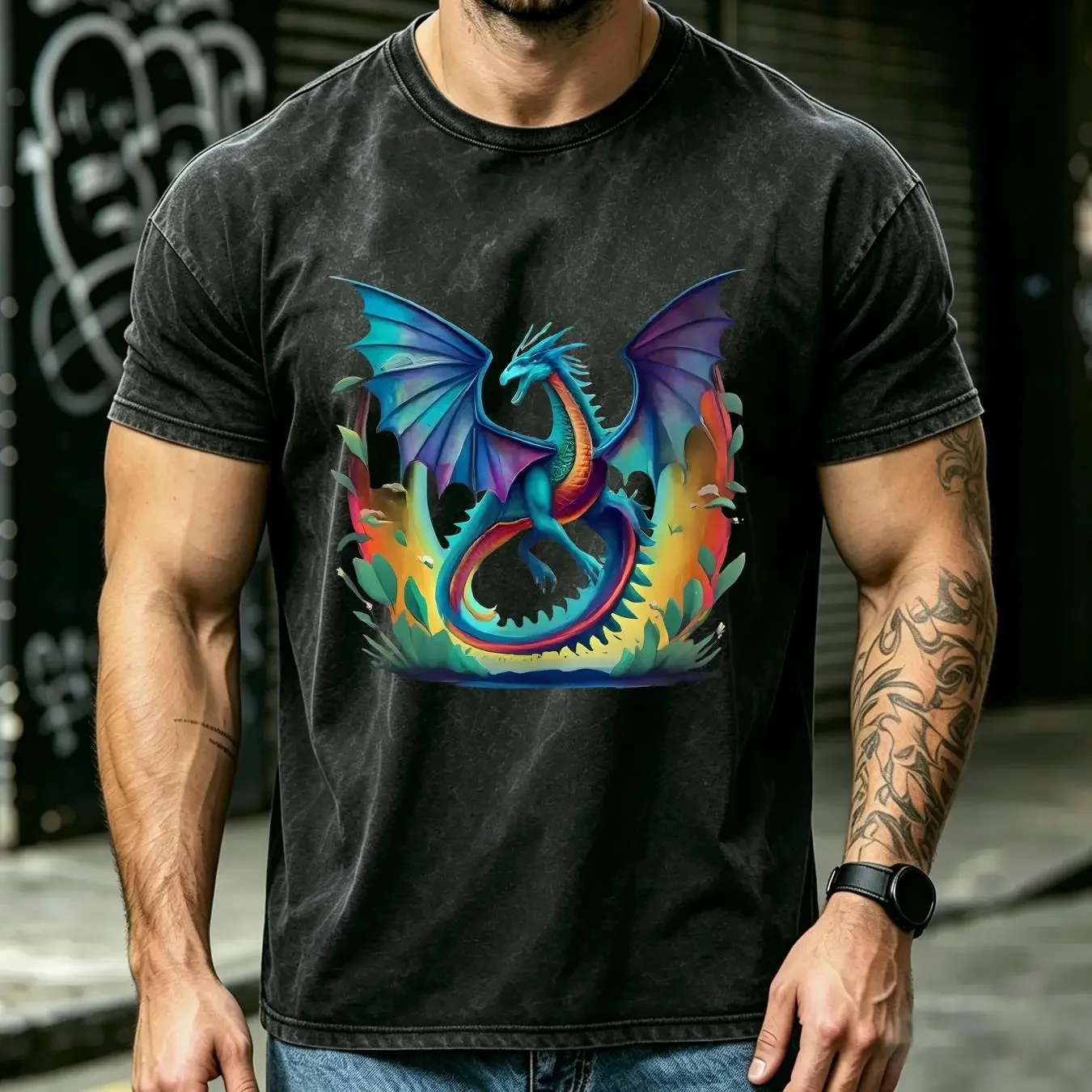 washed T Shirt Imagine Being A Dragon Breathing Fire Magical Wings Boys Men long or short sleeves vintage Washed