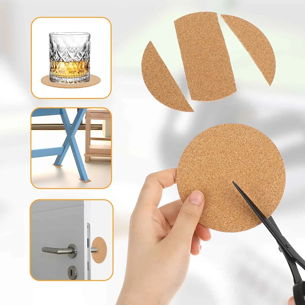 20/40Pcs Round Cork Coasters Self-Adhesive Natural Cork Pads, Heat Resistant Non-Slip Drink Coasters for Tabletop Protection TMZ