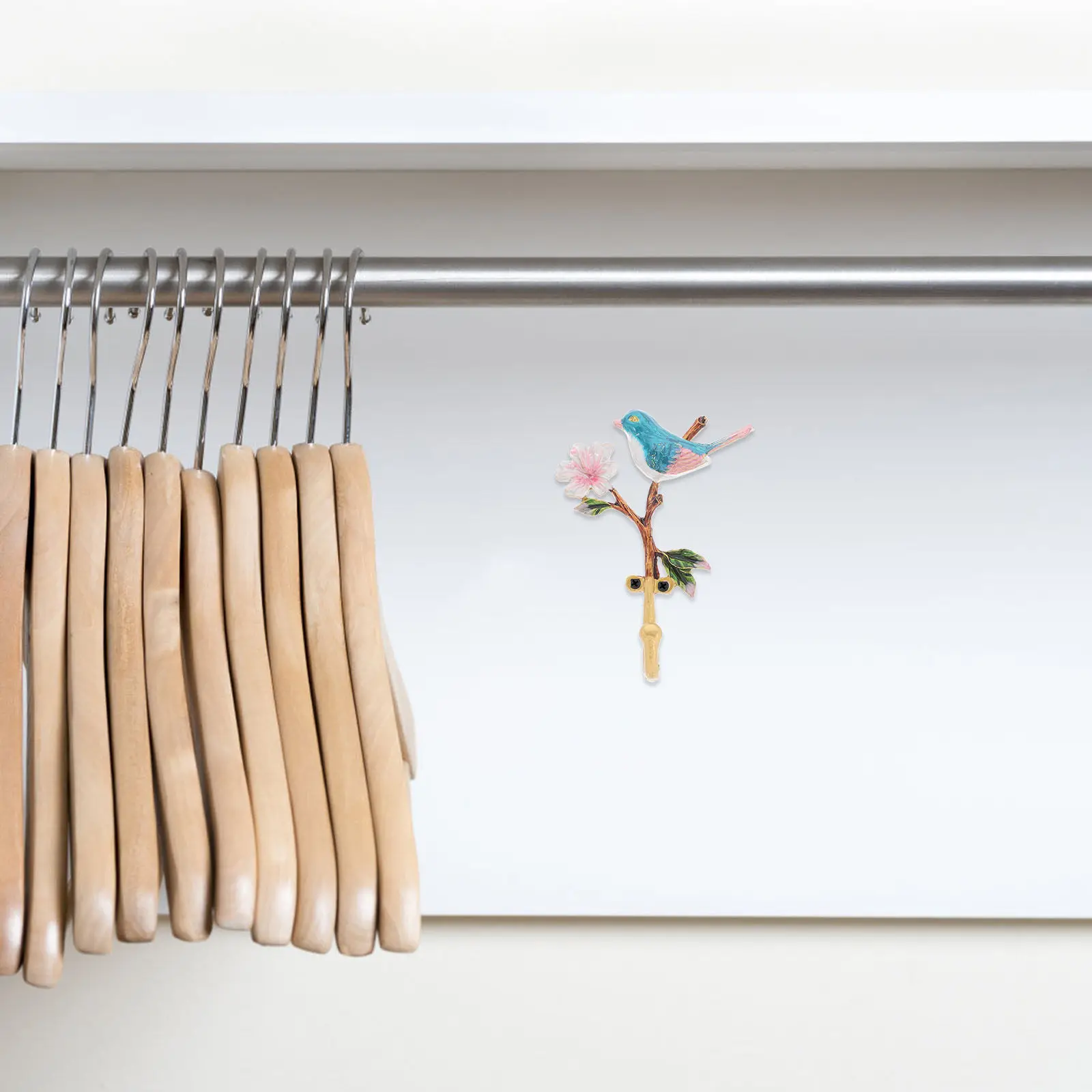 Elegant Enamel Bird Wall Hooks Decorative Sticky Mount Heavy Duty Metal Hangers for Coats Towels Hats Keys Space Saving Home