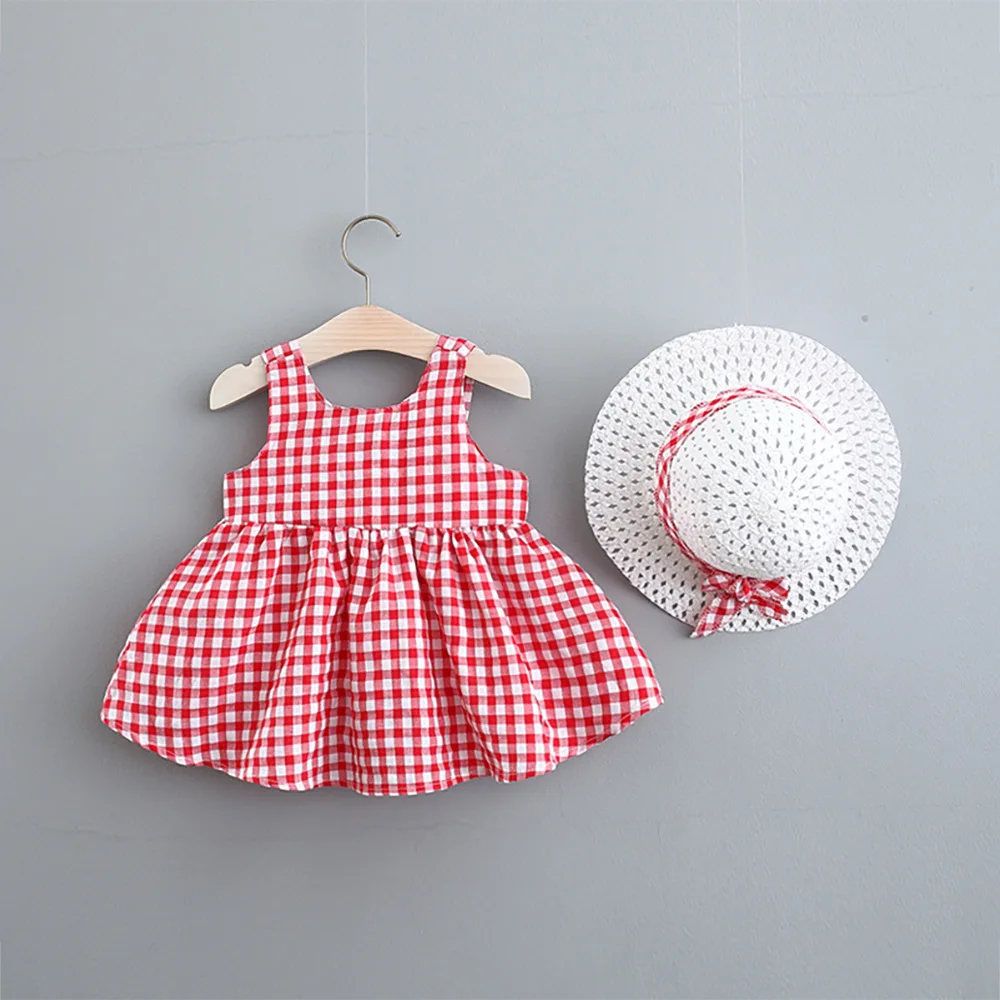 Robe de princesse en coton imprimé à pois et chapeau de soleil pour bébé fille, ensemble de vêtements pour nouveau-né de 0 à 3 ans, tenue d'été, 2 pièces, 2025