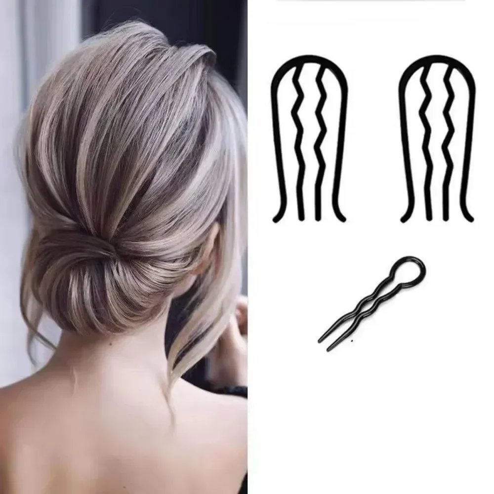 Black Metal Hair Fork Clip para Mulheres, Hair Pin Combs, Messy Bun, Side Combs, Updo Hair Sticks, Styling Tools