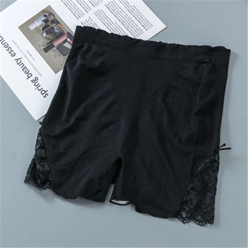 

Womens Seamless Lace Safety Pants Summer Pure Cotton Crotch Comfortable Seamless Fit Abdomen Hip Lifting Bottoming Shorts