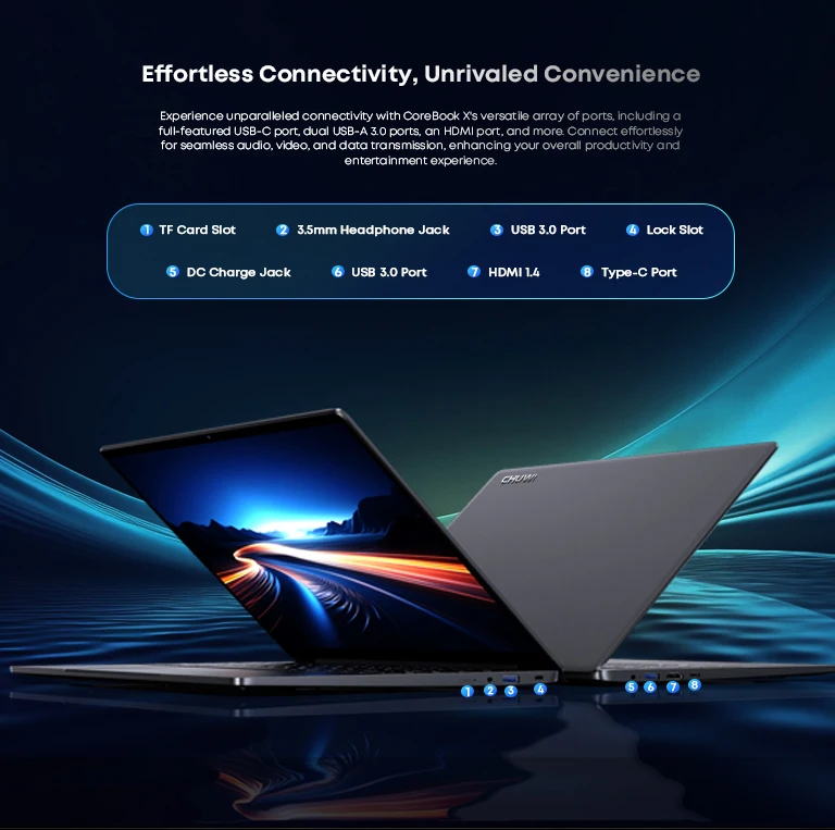 CHUWI CoreBook X สําหรับเล่นเกมแล็ปท็อป,Intel i5-12450H,16GB RAM 512GB SSD,14 นิ้ว FHD 2160*1440,Windows 11 NoteBook PC,1TB SSD ขยาย