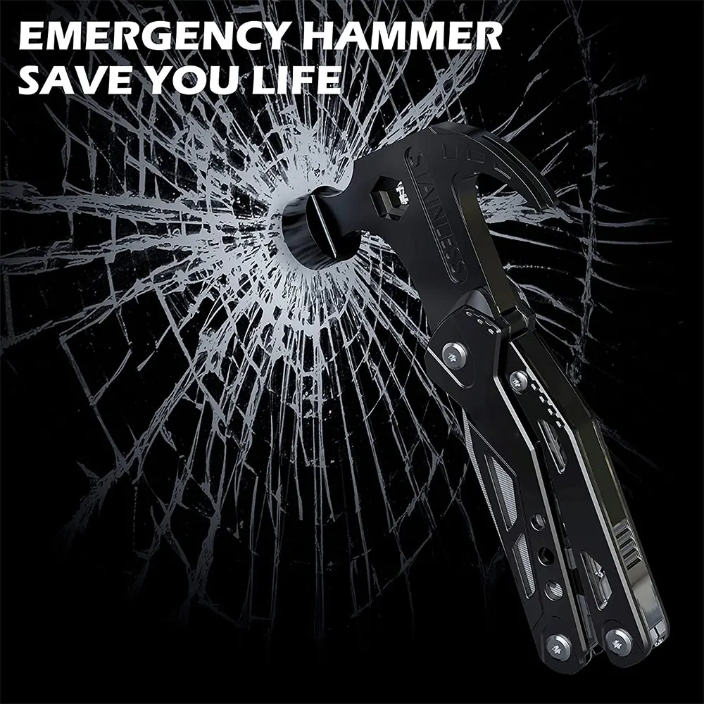 Portable Pocket Multitool Claw Hammer Stainless Steel Tool with Nylon Sheath Outdoor Survival Camping Hunting Hiking