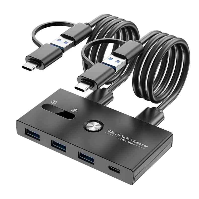 

AU61-Upgrade TYPE C+USB3.0 Switch 2 In 4 Out Printer Sharer Keyboard And Mouse/Scanner USB C KVM SWITCH