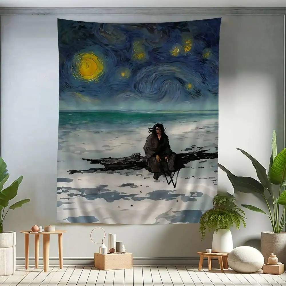Japanese Samurai Miyamoto Musashi Printed Large Wall Tapestry Cheap Hippie Wall Hanging Bohemian Wall Tapestries Mandala Home