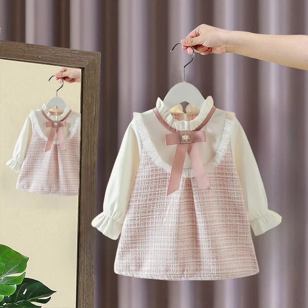 

Baby Girl Dresses Spring and Autumn Plaid Long Sleeve Girls Dresses Cute Bowknot Baby Dresses Baby Girl Clothes ﻿