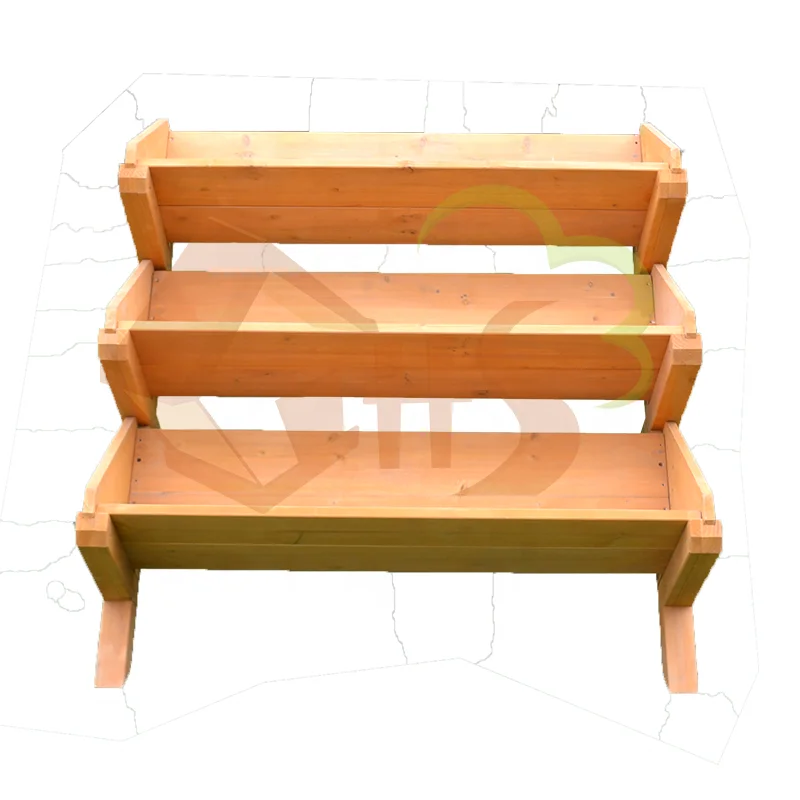 Triangle three layers custom colors yellow brown classic Paito balcony backyard garden wood planter raised bed