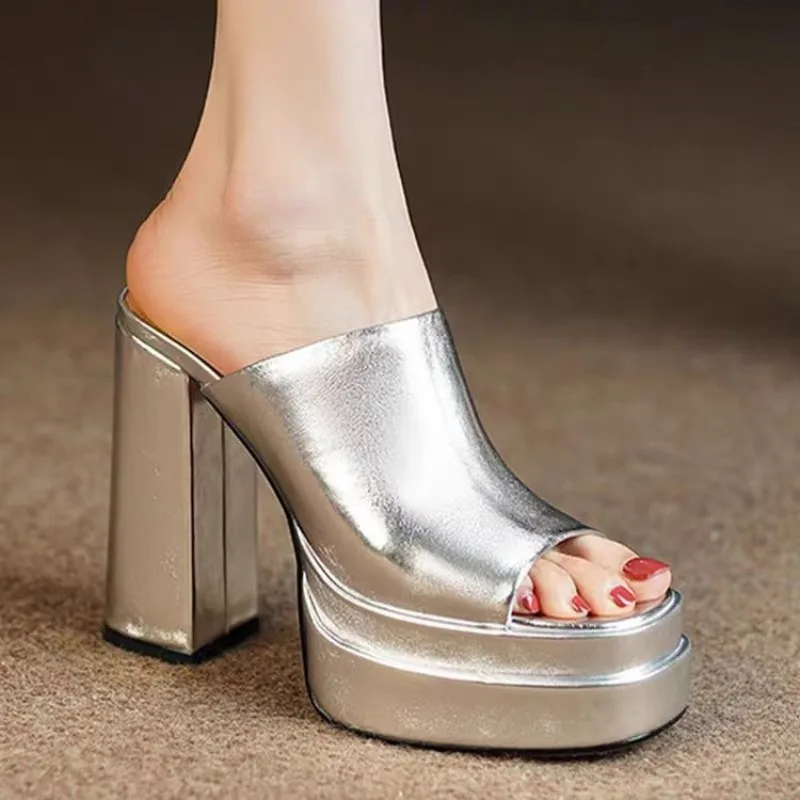 Elegant Temperament Super High Heel Women Sandals 2025Summer New Casual Leather Roma Sandals Gladiator Sandal Platform Sandalias