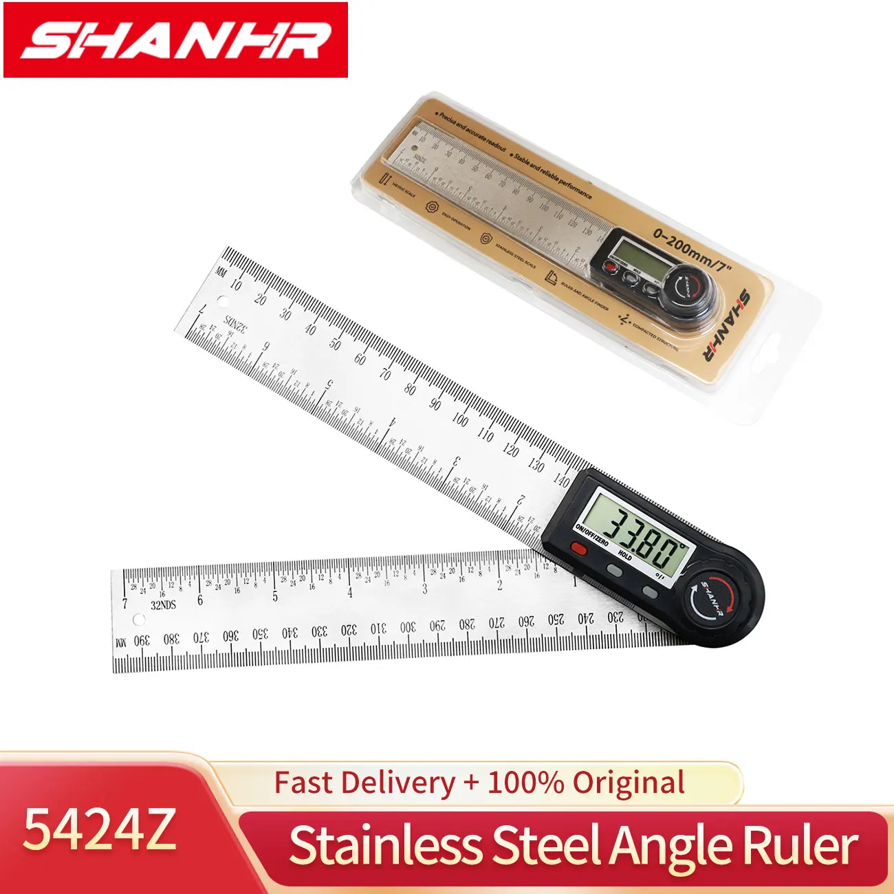 

SHANHR Digital Angle Finder Digital Goniometer,Angle Finder Ruler Stainless steel,Angle Measuring Tool for Woodworking,Carpenter