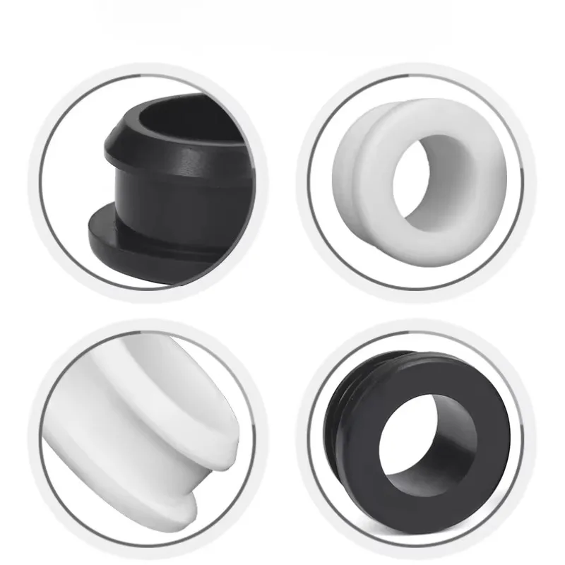 4.5mm‑60.6mm Black White Silicone Rubber Snap‑on Grommet Hole Plug Cable Wiring Protector Bushing Seal Gasket Bung