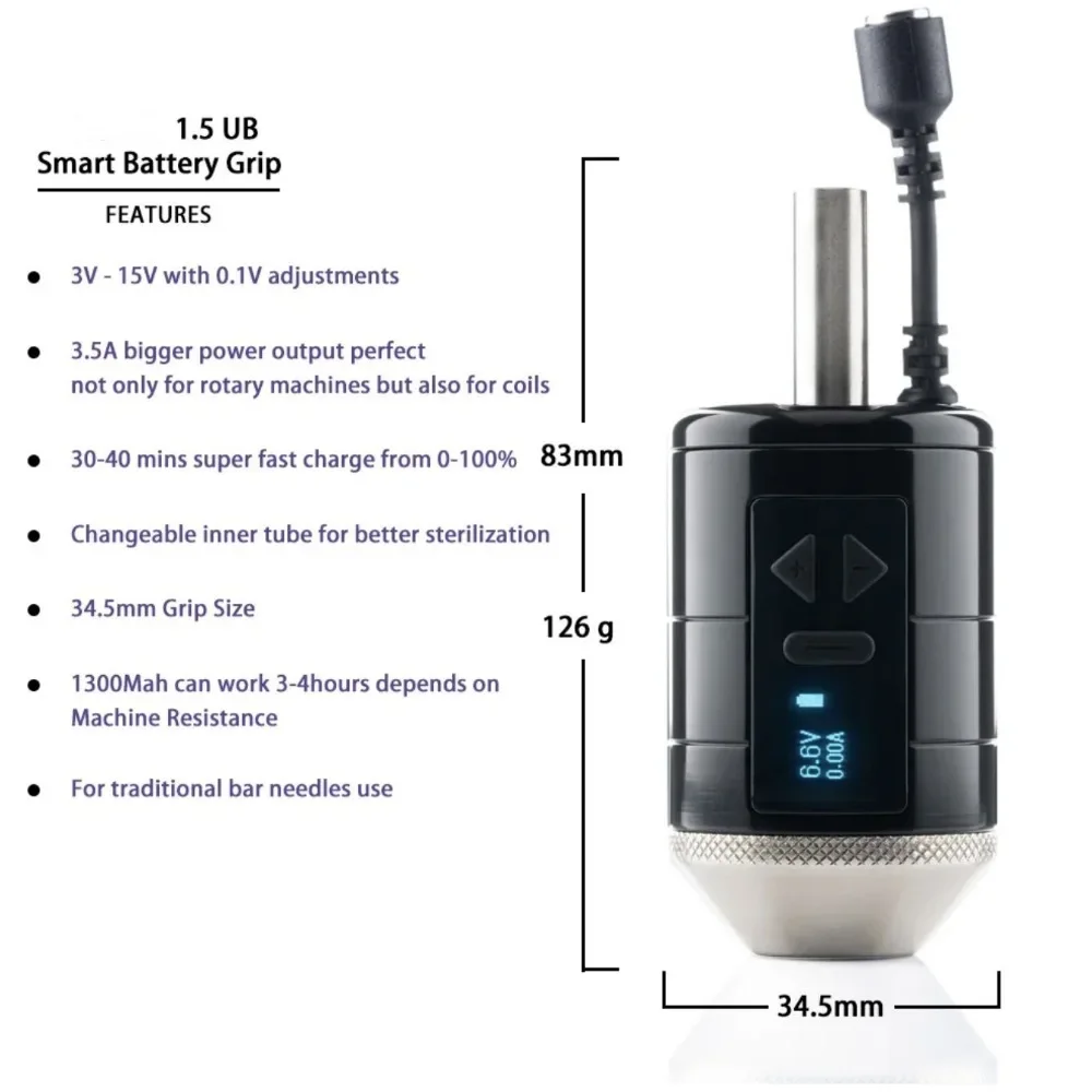 Wireless Control Tattoo Integrated Needle Machine Battery Handle Power Supply Portable Charging Motor Tattoo Machine Grip