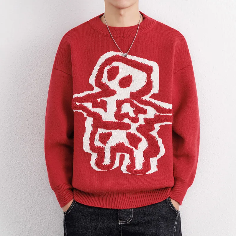 

2025 New Men's round Ne Knitwear Base irt Youth Faion Versatile Winter Warm Long Sve Casual Basic Sle China Made