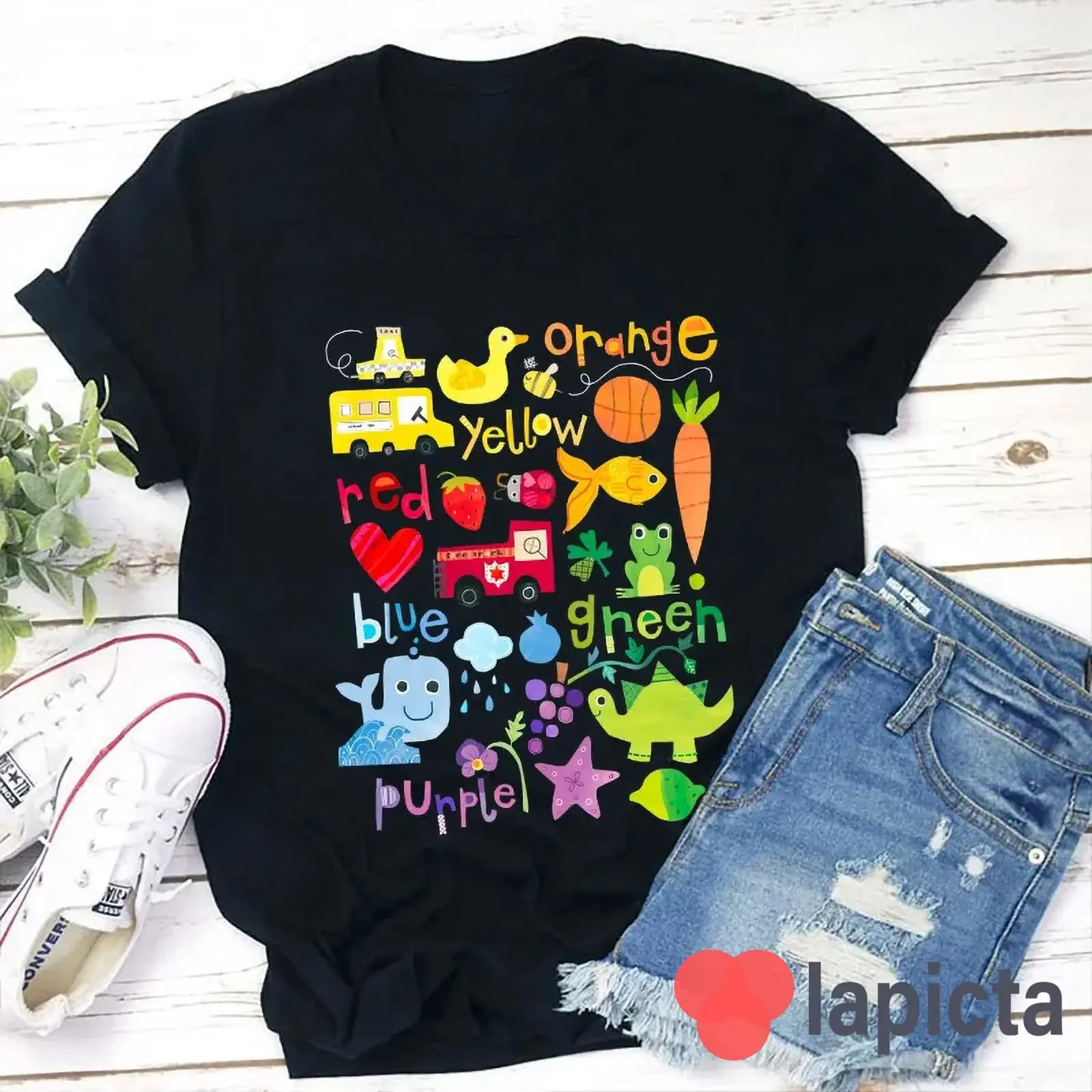 Was ist Ihre Lieblingsfarbe? Lehrer-T-Shirt für den Kindergarten und Vorschule. Vintage-Stil, gewaschen, modisch, Streetwear, weich, stilvoll, lässig