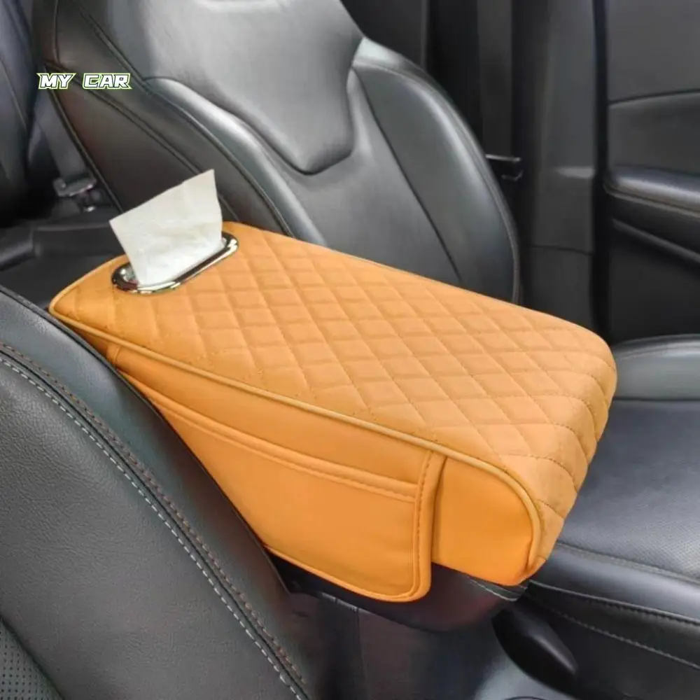 

PU Leather Car Armrest Cover Elbow Rest Universal Car Armrest Pad with Tissue Box Dust-proof Storage Pocket