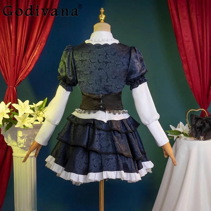 Set gonna Anime Party Love Takanashi Rikka Costume cosplay per donna Copricapo nero Costume gotico Abiti gonna Lolita