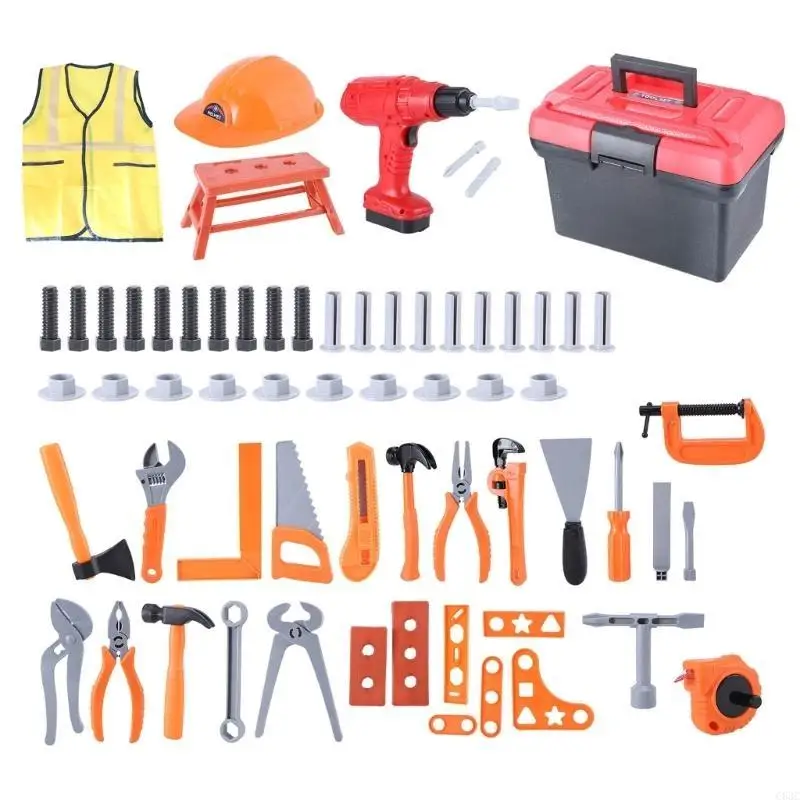 C63C Kids Play Toolbox Toolbox Toy Pré -escolar carpinteiro ferramentas reparo brinquedos