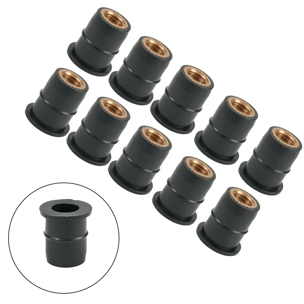 

New Useful Nuts M6 Rubber Nut Portable Reliable Replaces Rubber + Brass Neoprene Parts 10PCS / KIT Accessories