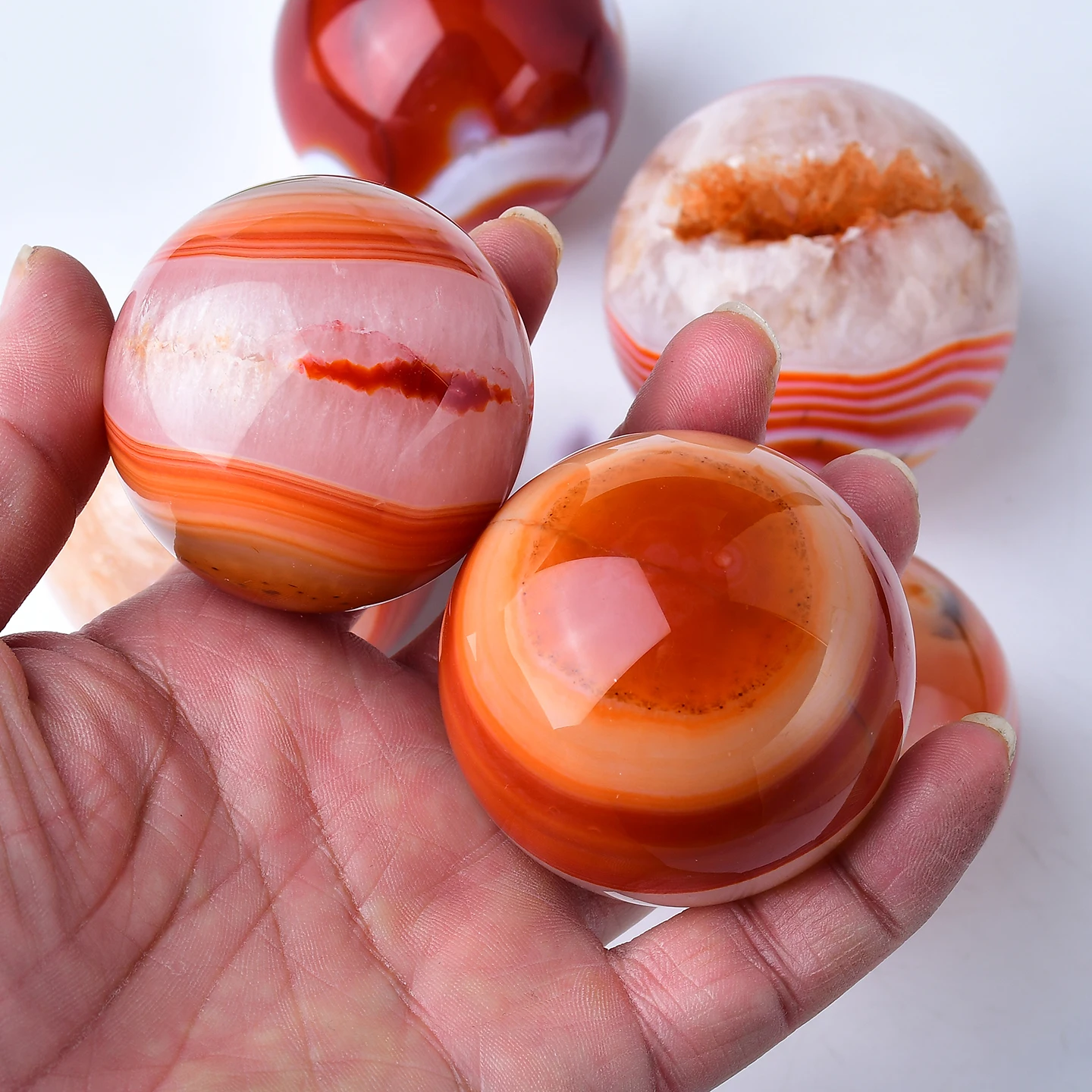 Natural Red Banded Agate Large Sphere, Agate Crystal Ball, Crystal Ball for Spiritual Purposes - Mineral Specimen, Home Office