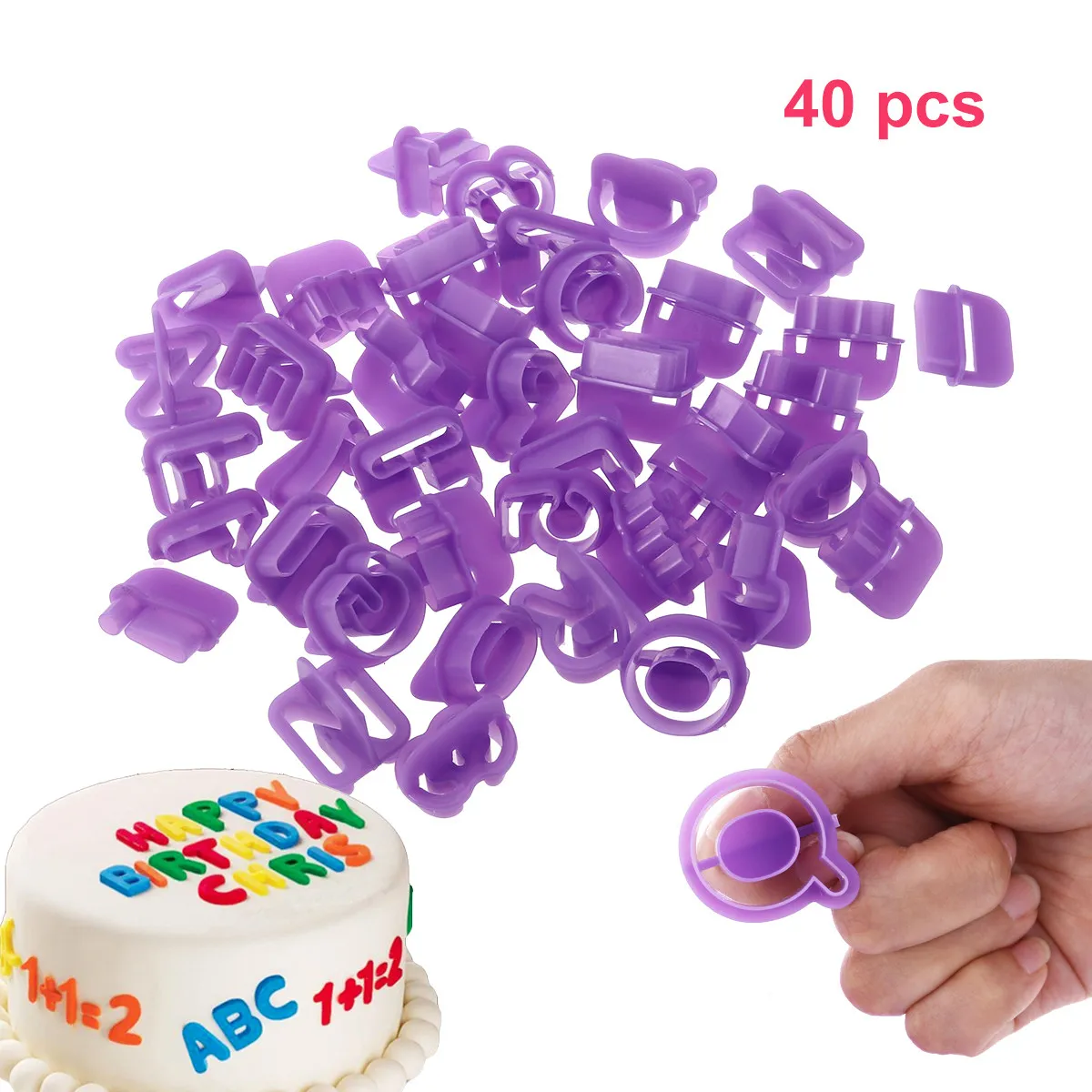 40Pcs Alphabet Letter Number Cookie Cutters Mold Premium Plastic Biscuit Mould for Fondant Cakes Sugar Paste Chocolate Marzipan