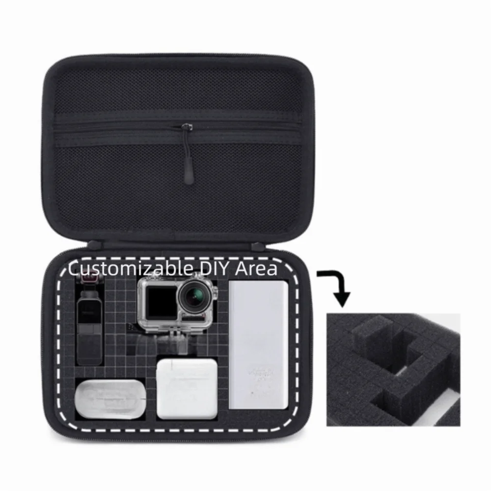 Large Capacity Sports Camera Storage Box Shockproof Foam Sports Camera Carrying Case Trip Portable DIY Travel Storage Bag Travel