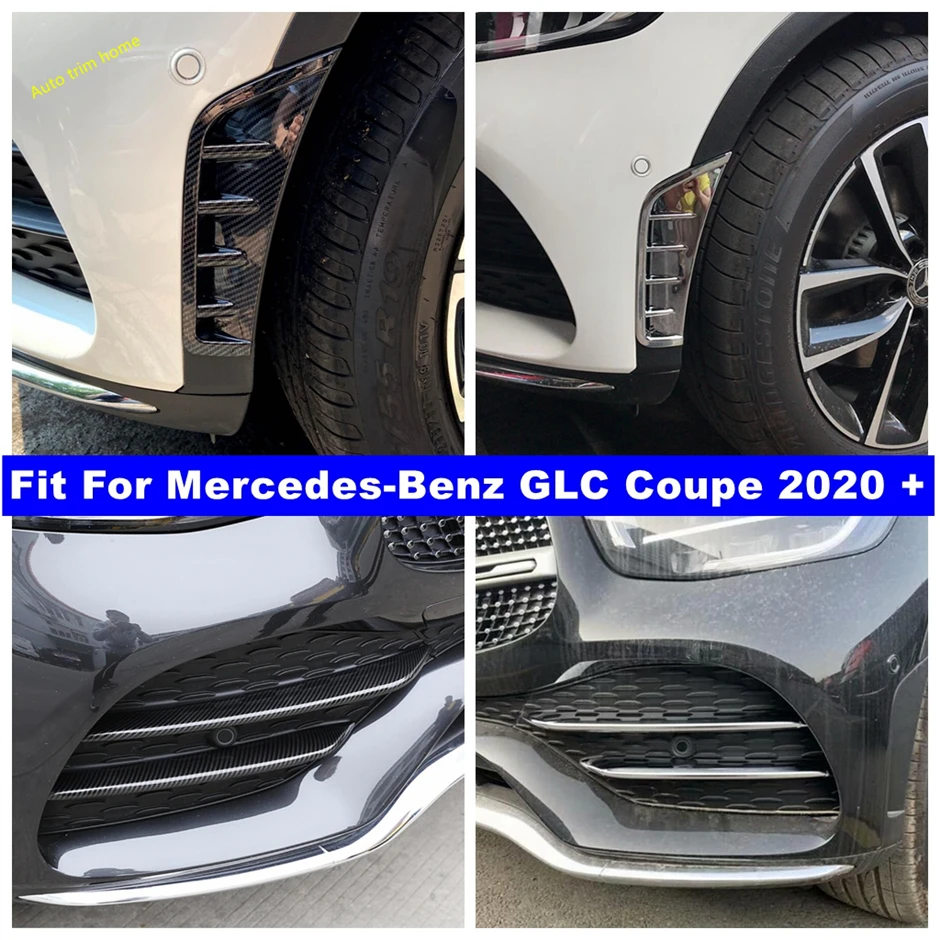 

Auto Front Bumper Grille Air Inlet / Fog Lights Lamps Eyelid Decor Strip Cover Trim ABS Accessories For Benz GLC Coupe 2020 2021