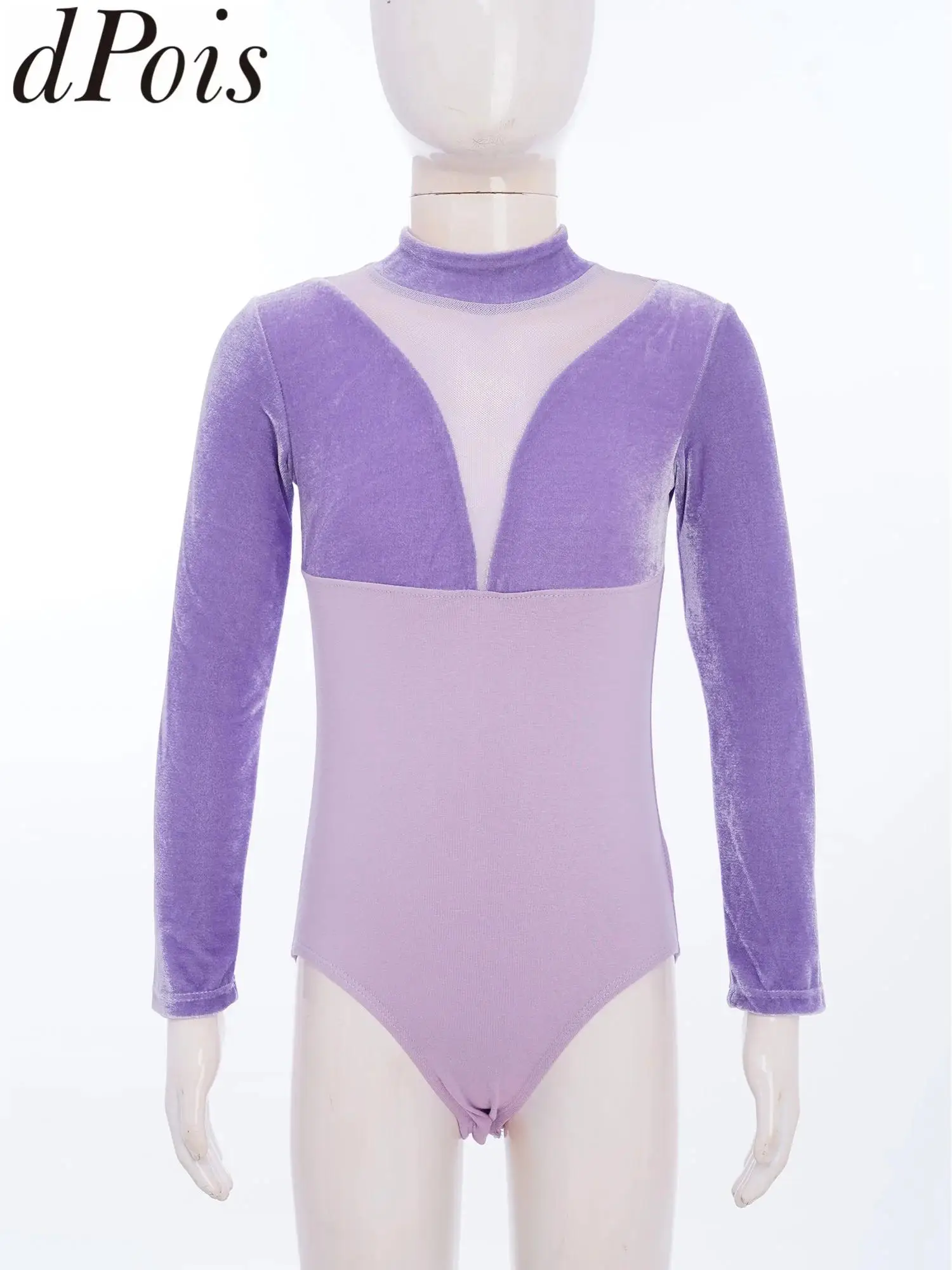 

Купальники для девочек-подростков, балетная танцевальная художественная гимнастическая танцевальная одежда, трико с длинными рукавами и молнией сзади, бархатное сетчатое лоскутное боди