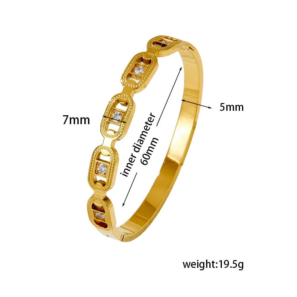 Gold Plated CZ Bangle Set, Cubic Zirconia Inlaid Open Cuff Bracelet for Women