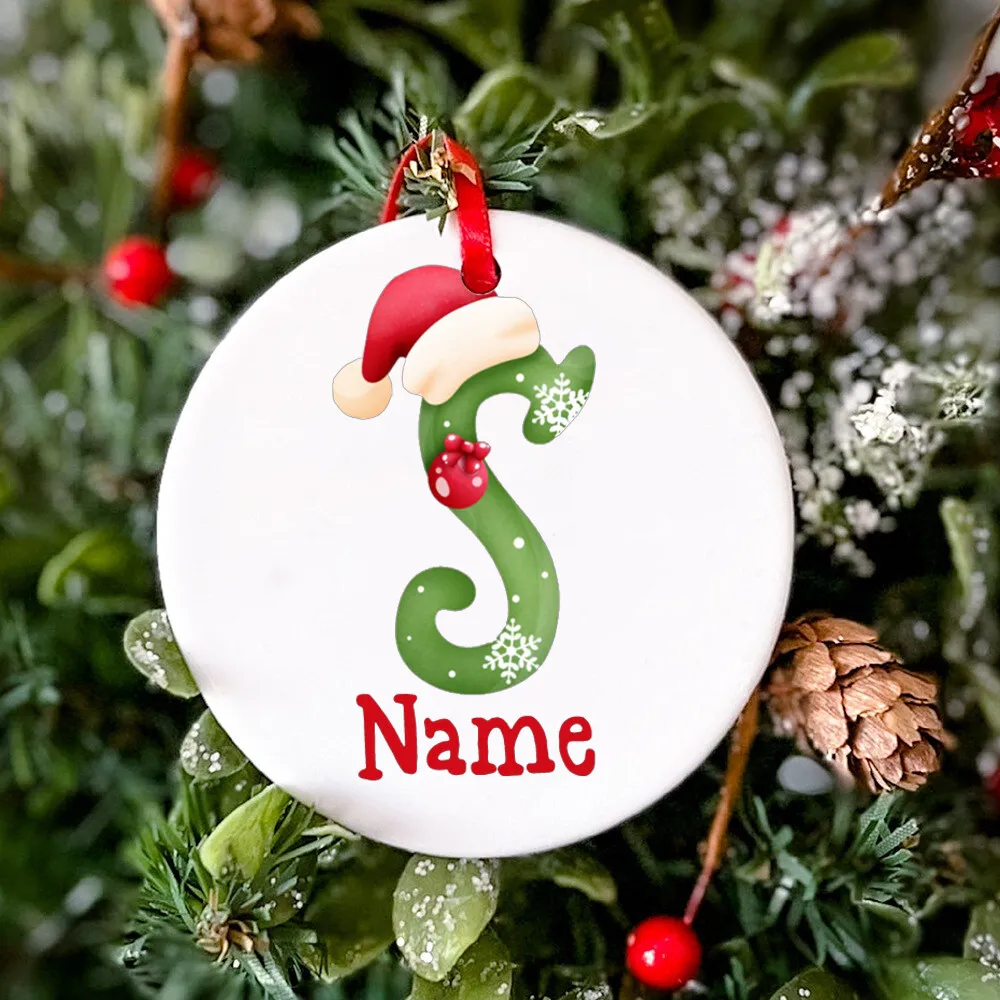 Personalized Christmas Baby Ornament  Xmas Party Photo Prop Custom Name Infant Christmas Keepsake Gift Xmas Ceramic Ornament