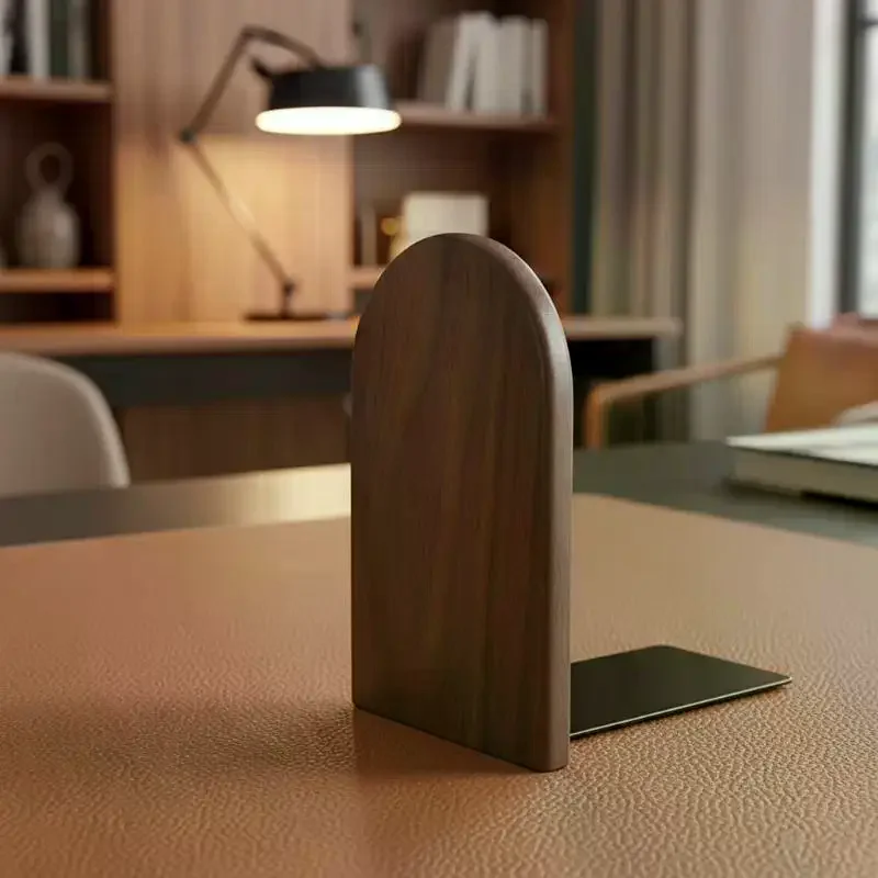 Nature Wooden Bookends Desktop Bookshelf Desk Organizer Office Home Book Accessories Storage Book Holder Wood Book Ends