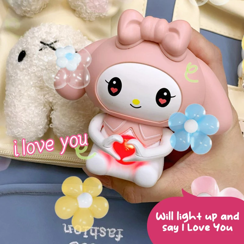 Can Say I Love You Sanrio Kuromi Cinnamoroll Toy For Girlfriend Cartoon Than Heart Press Lamp Children's Toy Birthday Gifts