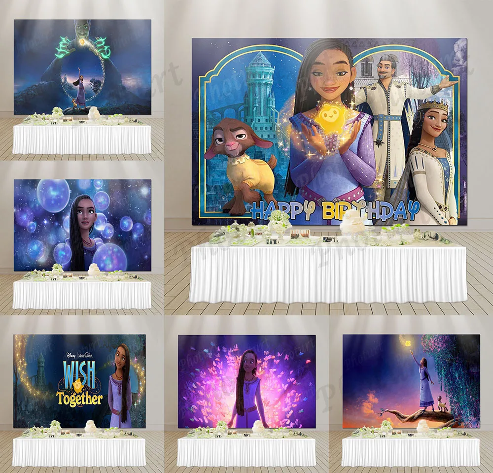 Disney 2023 New Movie Wish Background Kids Birthday Party Backdrop Polyester Vinyl Banner Photography Studios Props