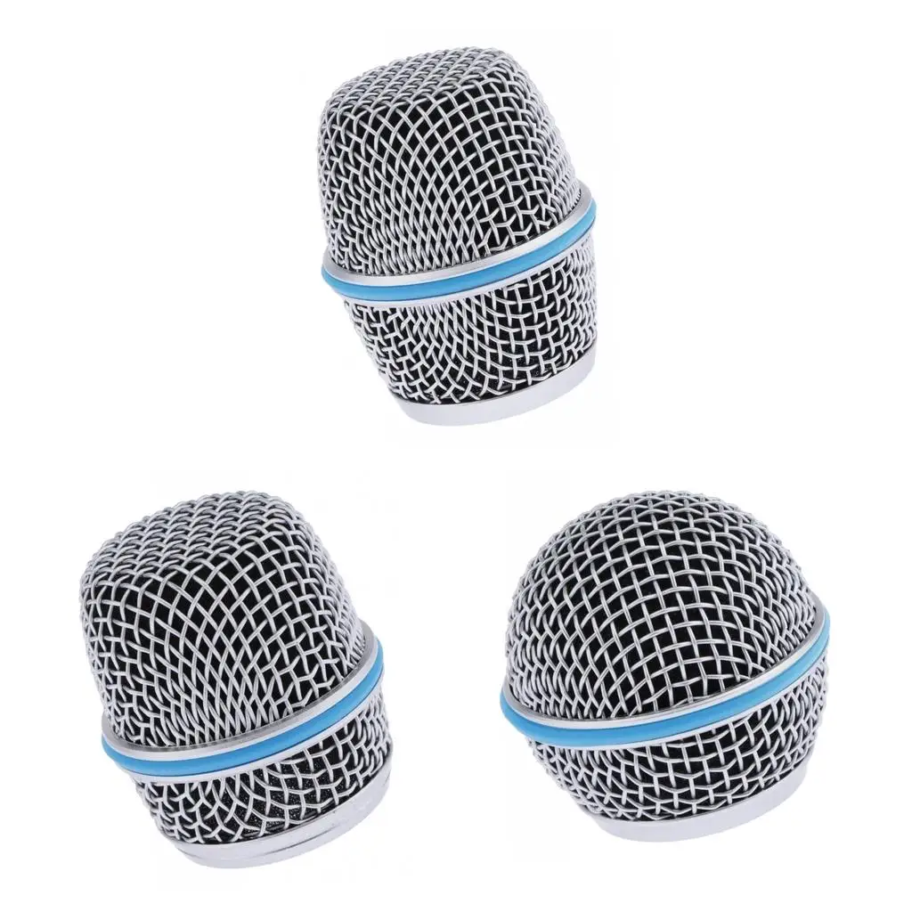 Microphone Grill Head Stainless Steel Mesh Wind Filter Replacement with Foam Screen for Dynamic Vocal Performance Microphones