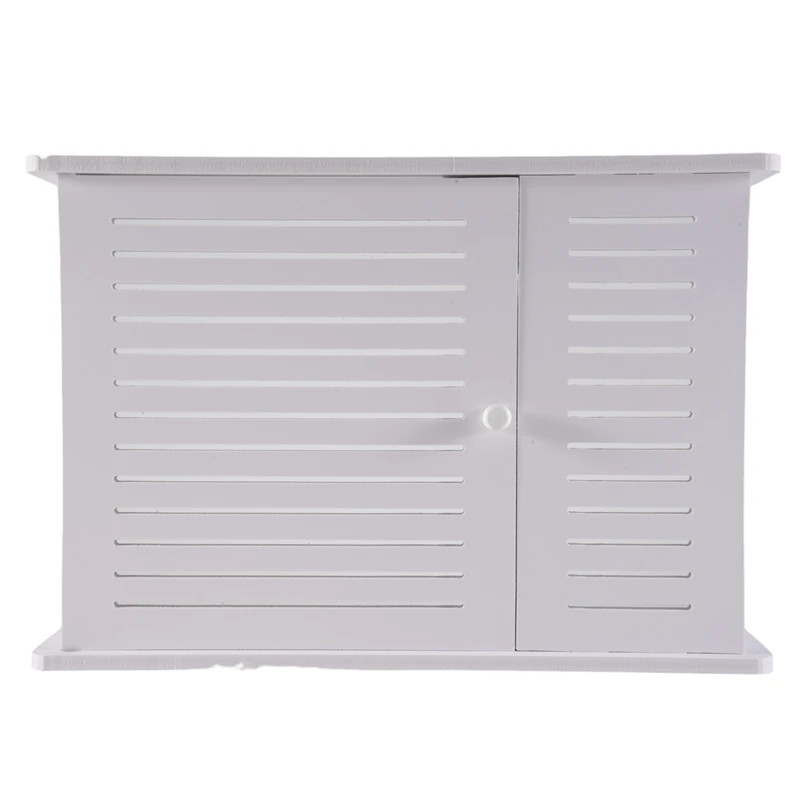 

Wireless Wifi Router Storage Boxes Wooden Box Cable Wire Bracket Wall Hanging Plug Board Shelf -Single Door