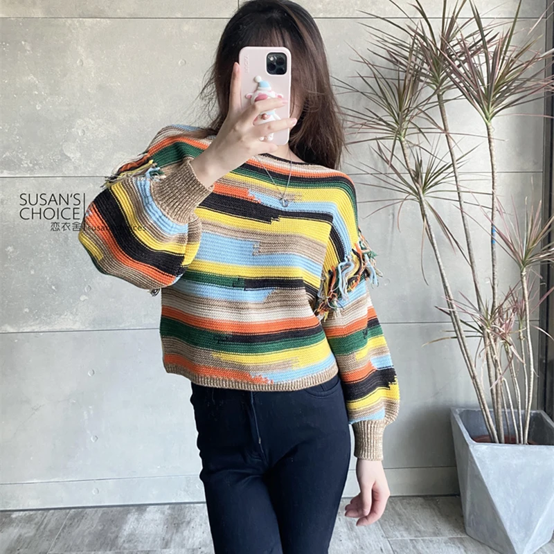 

Восточный молодежный классический простой модный осенне-зимний универсальный свободный свитер с кисточками от Liane SUSAN