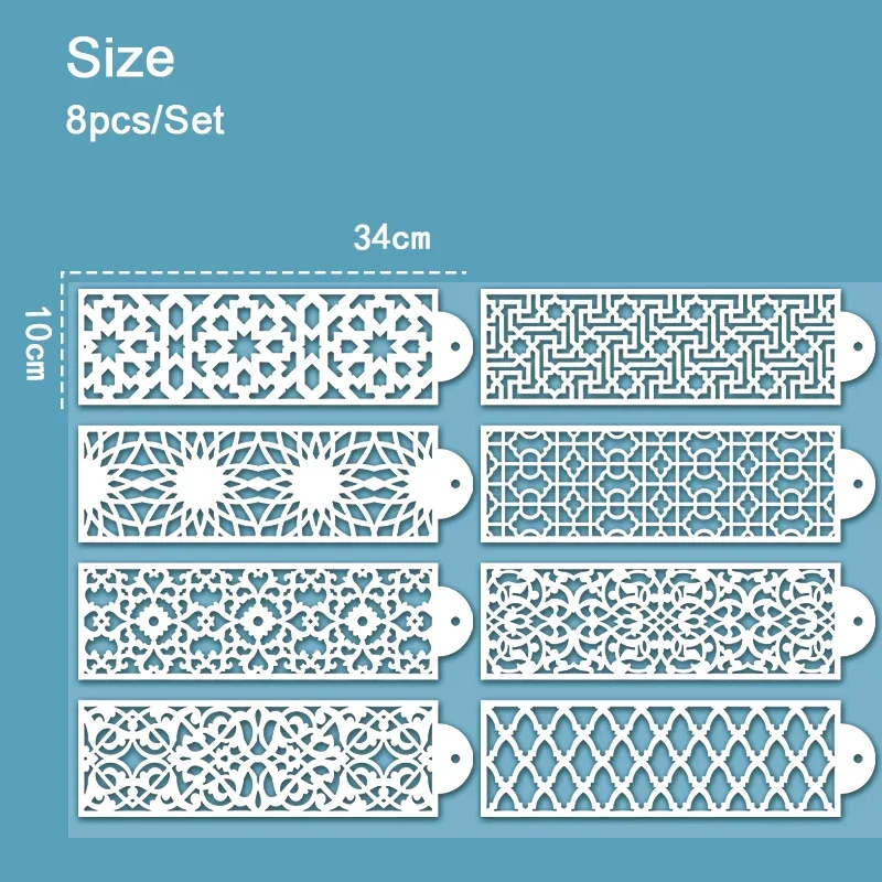 ใหม่ 8 ชิ้น/เซ็ต Retro Totem เค้กลูกไม้แม่แบบตกแต่งลายฉลุ Pad Strew Duster เบเกอรี่เครื่องมือวัสดุกันน้ํา Reuseful