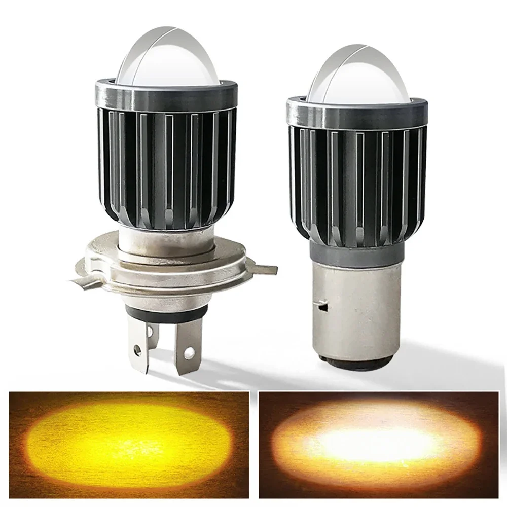 Faros delanteros de motocicleta H4 BA20D, luces Led CSP 12V para motocicleta, foco Led tres garras haz alto/bajo, lámpa