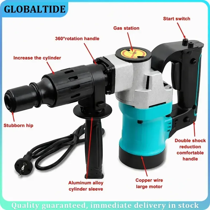 220V 1200W Heavy Duty Electric Hammer Impact Drill Electric Pick Concrete Perforator High Power Rotary Hammer Drill for