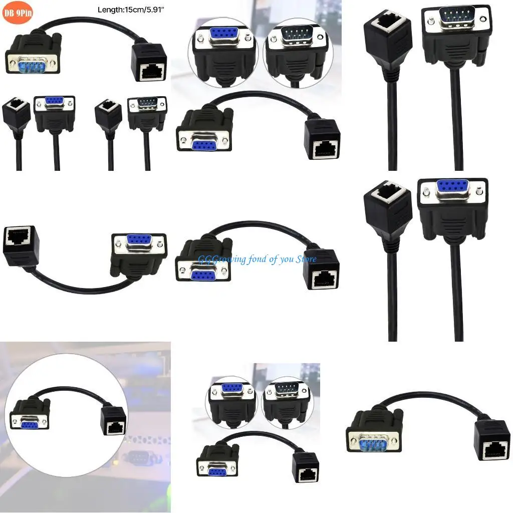 

H9EB DB9 RS232 Male Female to RJ45 Female Port Ethernets CAT5 Couplers Extenders