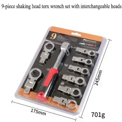 Swing-Head Replaceable Ratchet Wrench Is Combined with Swing Wrench To Rotate 180°Ratchet Gear Wrench Removable Flexible Spanner