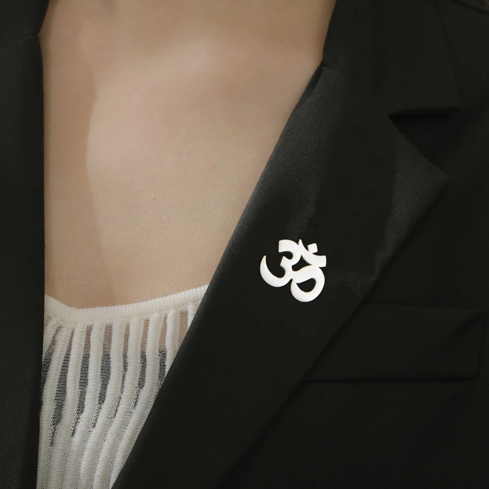 Dawapara Sanskrit Symbol Om Aum Ohm Brosche Yoga Schmuck Hindu Spirituelles Amulett Edelstahl Anstecknadeln – Detail 5