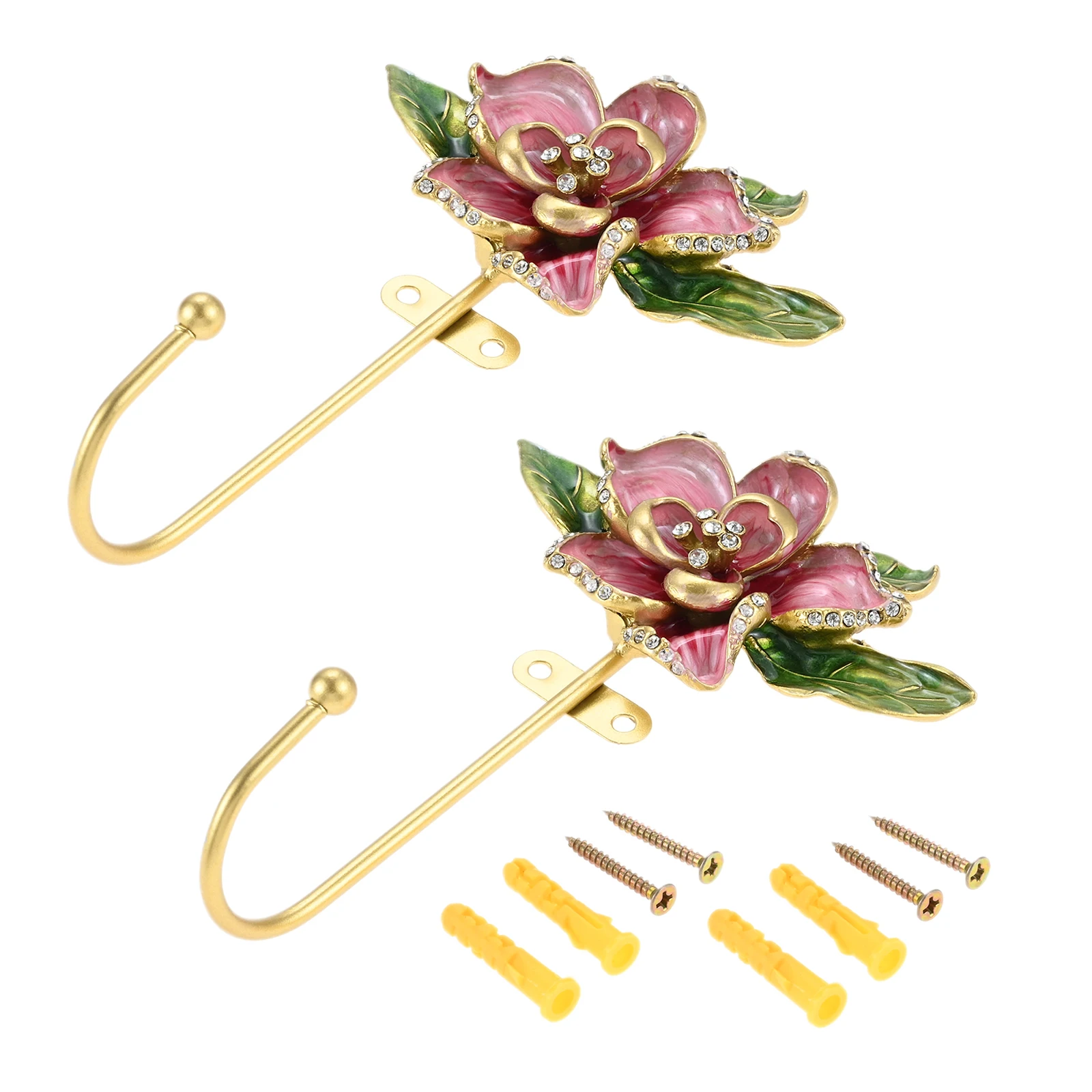 

2pcs Zinc Alloy Flower Shaped Decorative Wall Hooks Rack Hangers for Hanging Clothes Coats Towels Keys Hats Multifunctional Hook