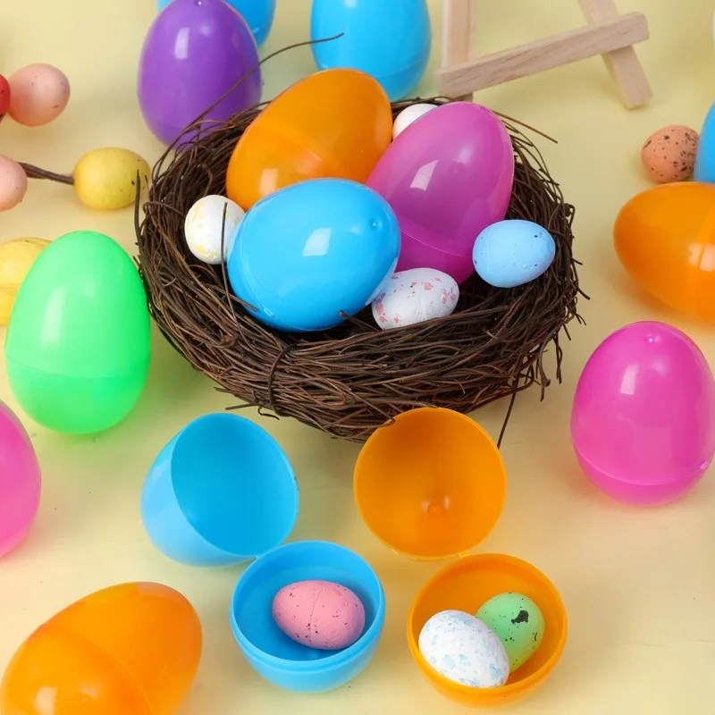 Fillable Easter Eggs Colorful Bright Empty Opening Eggs Shell Props Assorted Colors Easter Eggs Candies Gifts Packaging Boxes