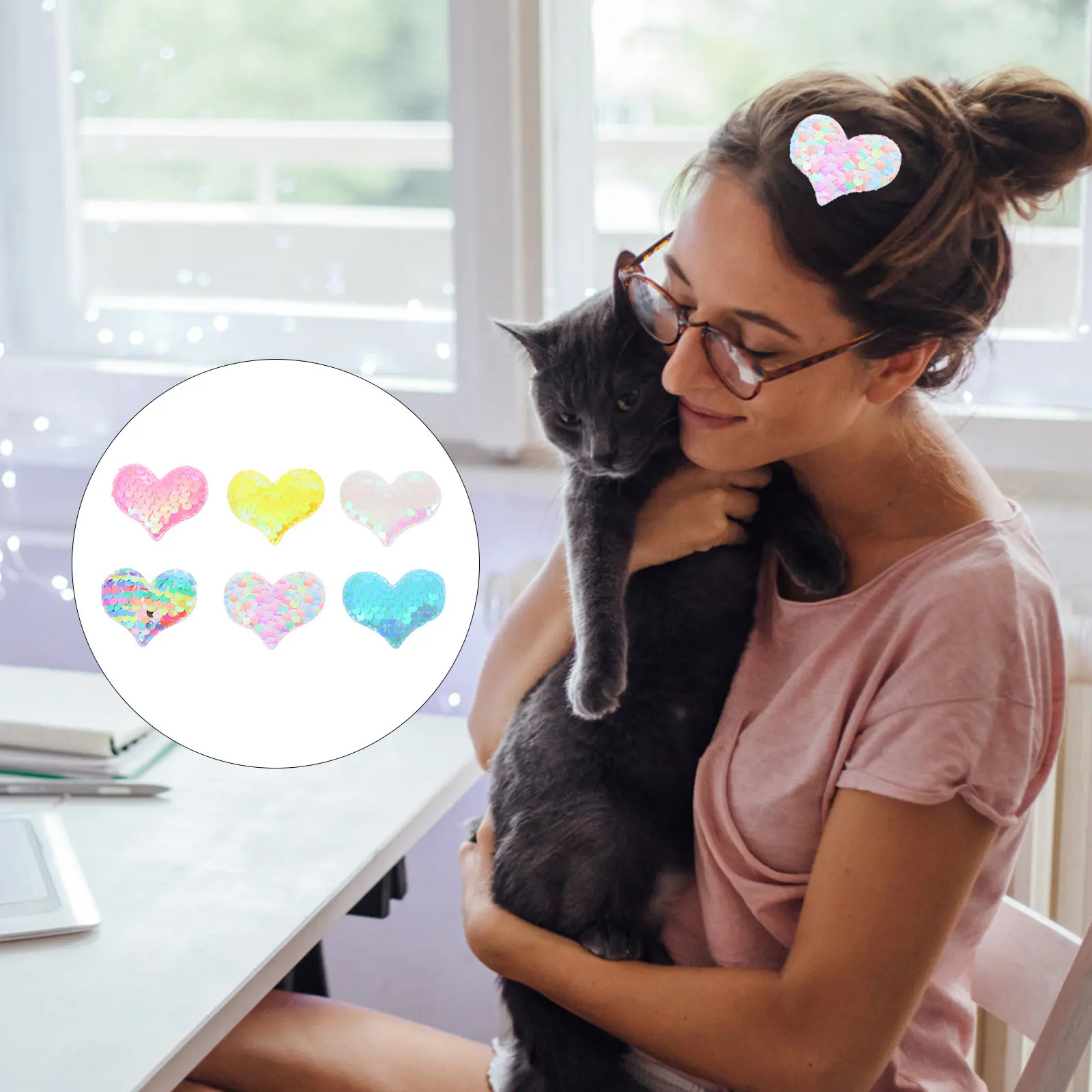 

Набор из 12 заколок-сердечек с блестками для девочек, детские зажимы для волос, для причесок на каждый день, для вечеринок, на Рождество