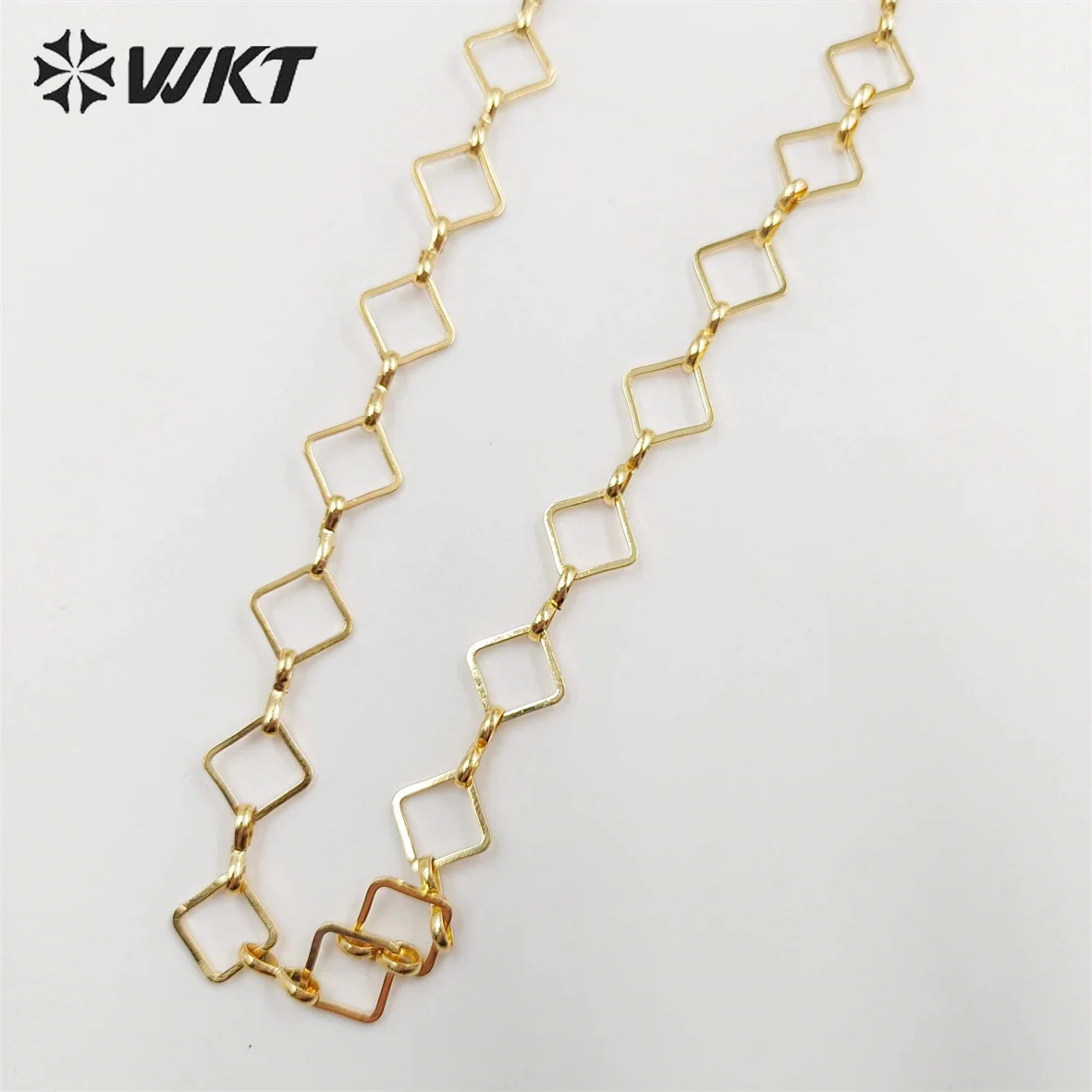 WT-BC191 New 18k Real Gold Plated Resist Tarnishable Brass Chain Square Handmade Jewelry In 8mm By 5 Meters Accessories