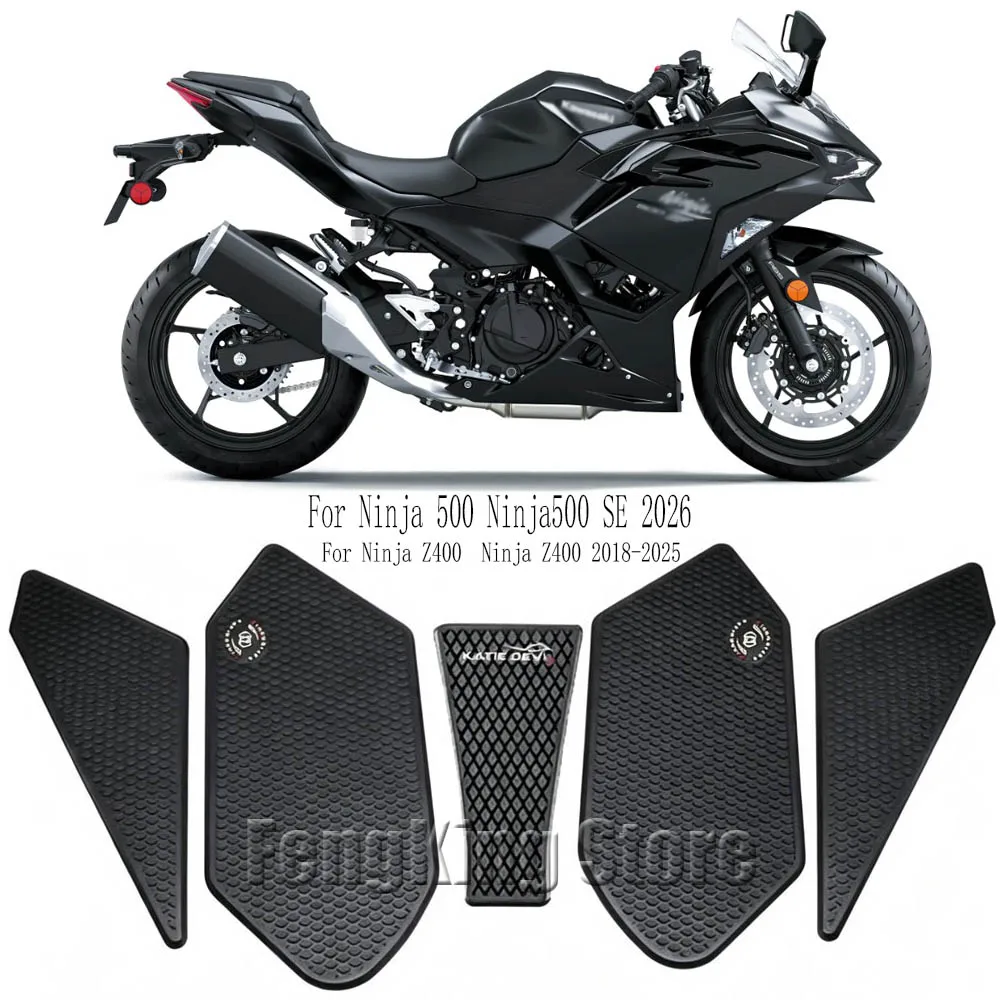 for-kawasaki-ninja-500-ninja500-se-2026-5pcs-dual-texture-rubber-knee-traction-pads-honeycomb-diamond-grain-fuel-tank-pad